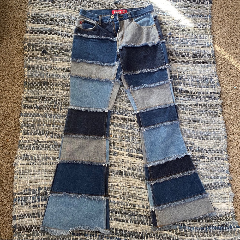 90s vintage patchwork jeans
